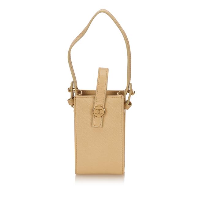 Chanel Phone Pouch Brown Leather Wristlet