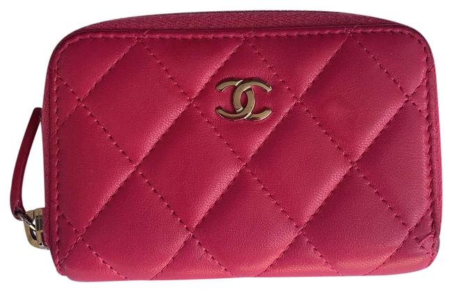 Chanel Pink Calfskin Leather Wristlet