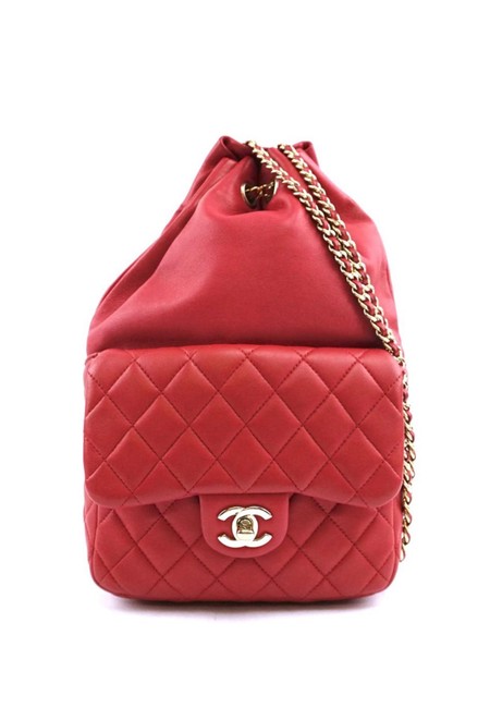 Chanel Rare Pinkish Red Lambskin Leather Backpack
