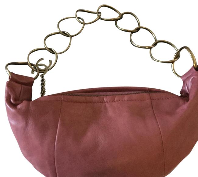 Chanel Pouchette Rose Lambskin Leather Baguette