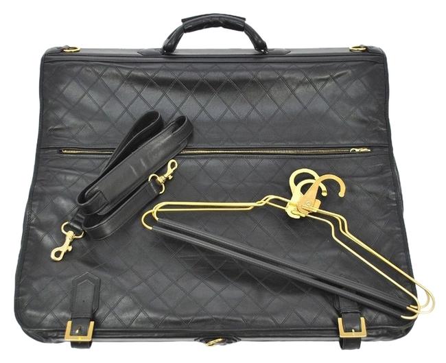 Chanel Quilted Black 2way Garment WeekendTravel Bag