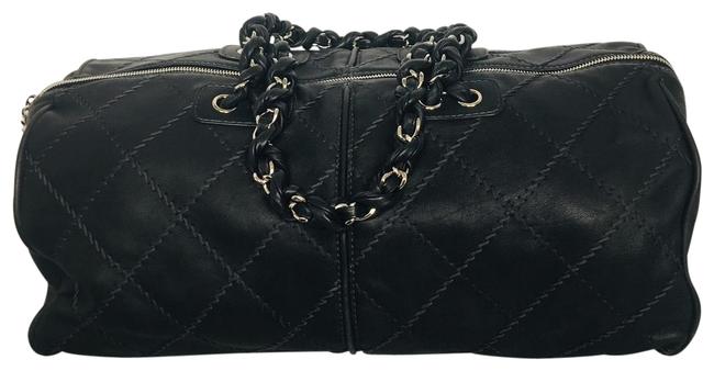 Chanel Duffle Quilted Black Leather WeekendTravel Bag