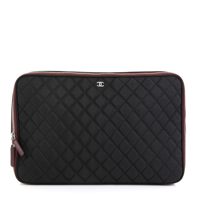 Chanel Quilted Black Nylon Laptop Bag