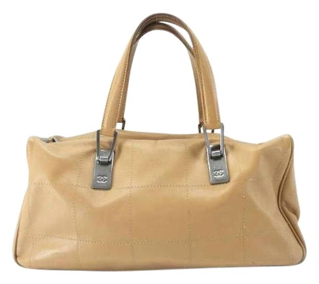 Chanel Quilted Boston 207386 Beige Leather WeekendTravel Bag