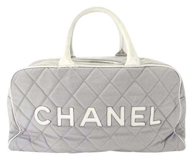 Chanel Quilted Boston 211341 Grey WeekendTravel Bag