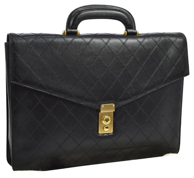 Chanel Quilted Briefcase Attache 221510 Black Leather Laptop Bag