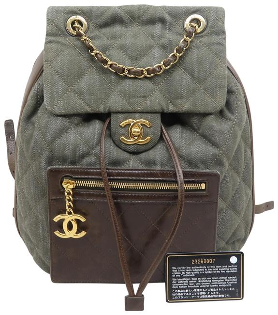 Chanel Quilted Darkgreen Denim Backpack