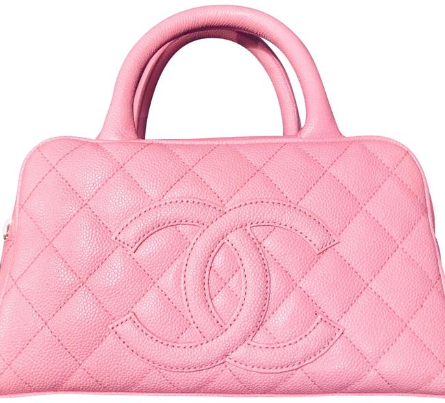 Chanel Quilted Pink Caviar Leather Baguette