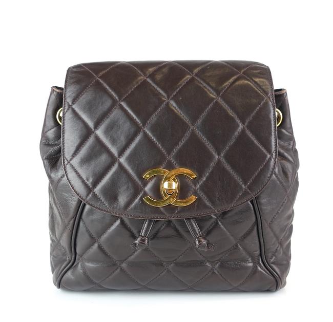 Chanel Quilted Small Brown Lambskin Leather Backpack