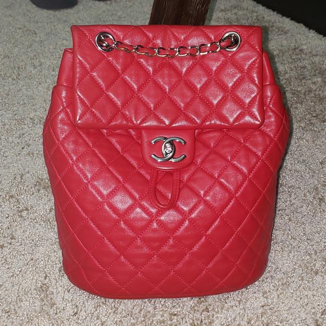 Chanel Quilted Small Urban Spirit Red Lambskin Leather Backpack