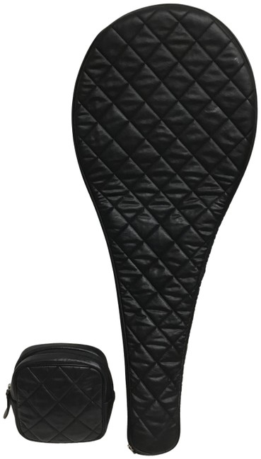 Chanel Quilted Tennis Racquet Cover Black Leather Backpack