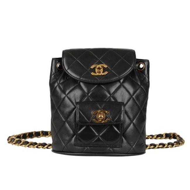 Chanel Rare Lambskin Quilted Mini Duma Black Backpack