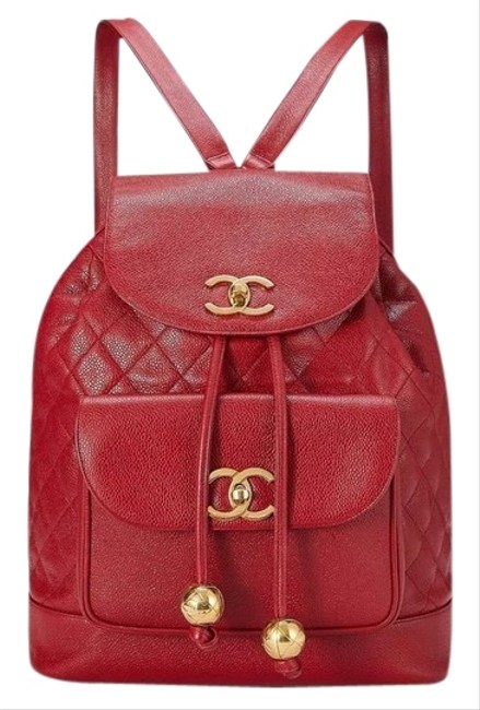 Chanel Rare Maxi Jumbo Quilted Vintage 90s Red Caviar Leather Backpack
