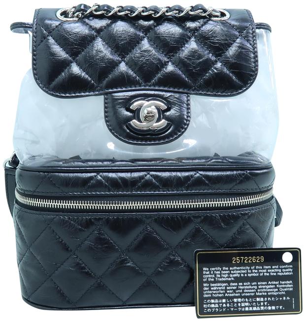 Chanel Rare Mint Glazed Black Leather and Pvc Backpack