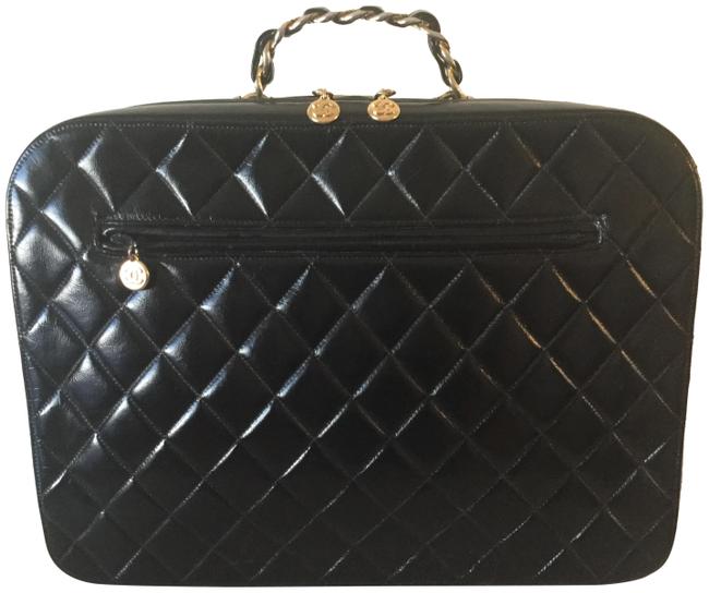 Chanel Rare Vintage Diamond Quilted Black Leather WeekendTravel Bag