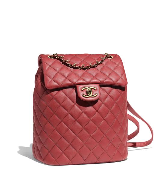 Chanel Red Lambskin Leather Backpack