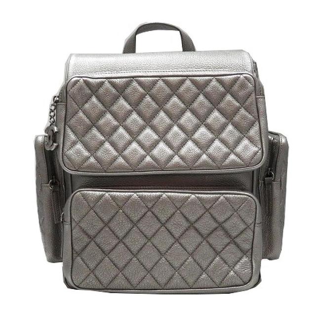 Chanel Rucksack Ladies Silver Leather Backpack