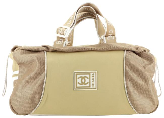 Chanel Shopping Tote Duffle Cc Sport Line Beige Nylon WeekendTravel Bag
