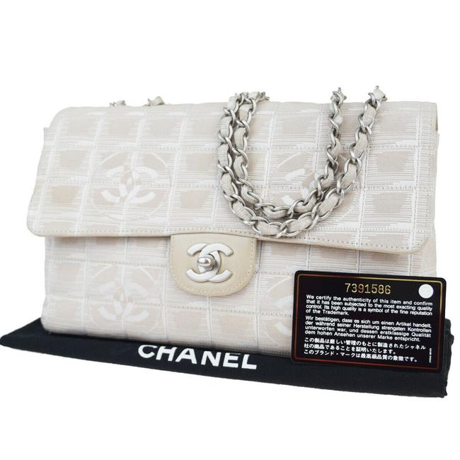 Chanel Shoulder New Beige Jacquard Leather WeekendTravel Bag