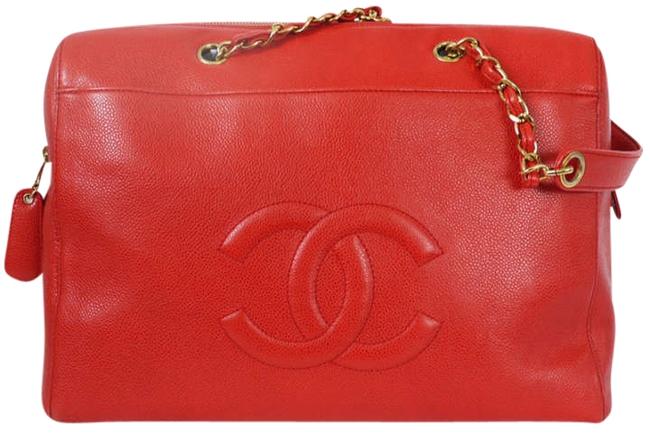 Chanel Skin Overnighter Red Caviar Leather WeekendTravel Bag
