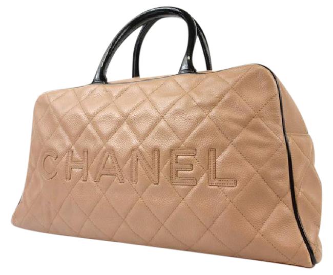 Chanel Small Bowling Beige Leather WeekendTravel Bag