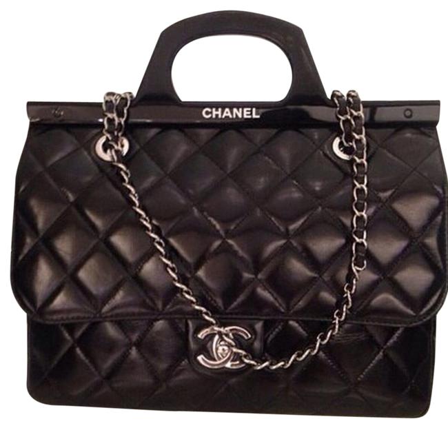 Chanel Small Delivery Black Leather Tote