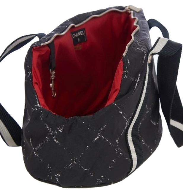 Chanel Small Dog Carrier Black and White Red Lining Nylon WeekendTravel Bag