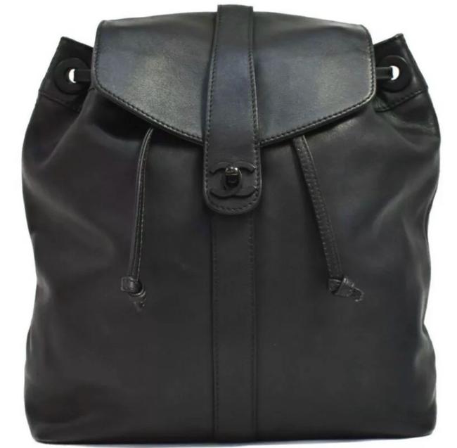 Chanel So Collection Jumbo Black Calfskin Leather Backpack