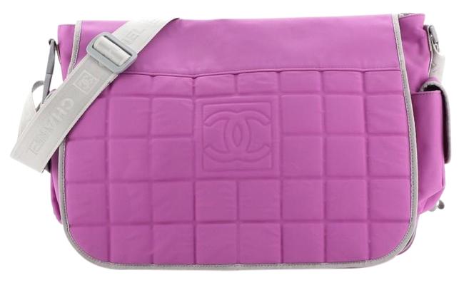 Chanel Sport Line Flap Quilted Medium Purple Nylon Messenger Bag