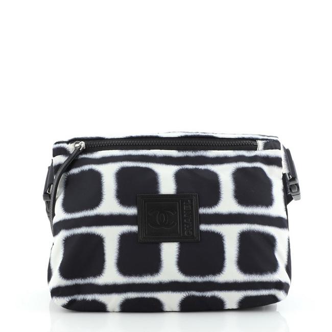 Chanel Sport Line Zip Printed Small Black Nylon Messenger Bag