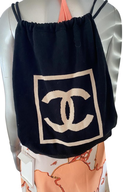 Chanel Sport Line Logo Black Cloth Backpack