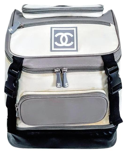 Chanel Sports Line White CreamGrayBlack CanvasLeather Backpack