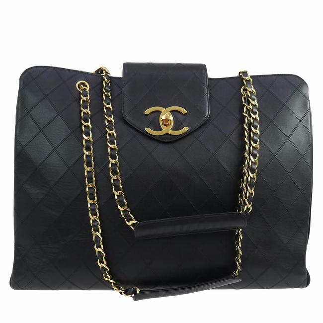 Chanel Supermodel Black Caviar Leather WeekendTravel Bag
