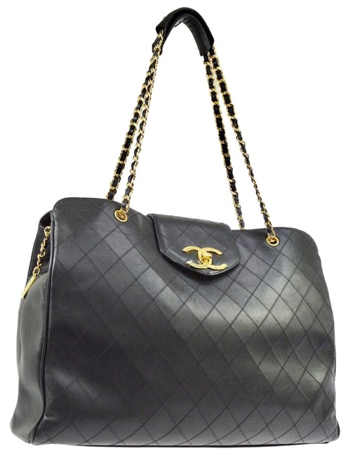 Chanel Supermodel Black Lambskin Leather WeekendTravel Bag
