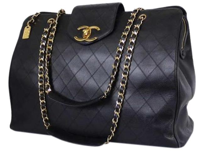 Chanel Supermodel Black Quilted Leather WeekendTravel Bag