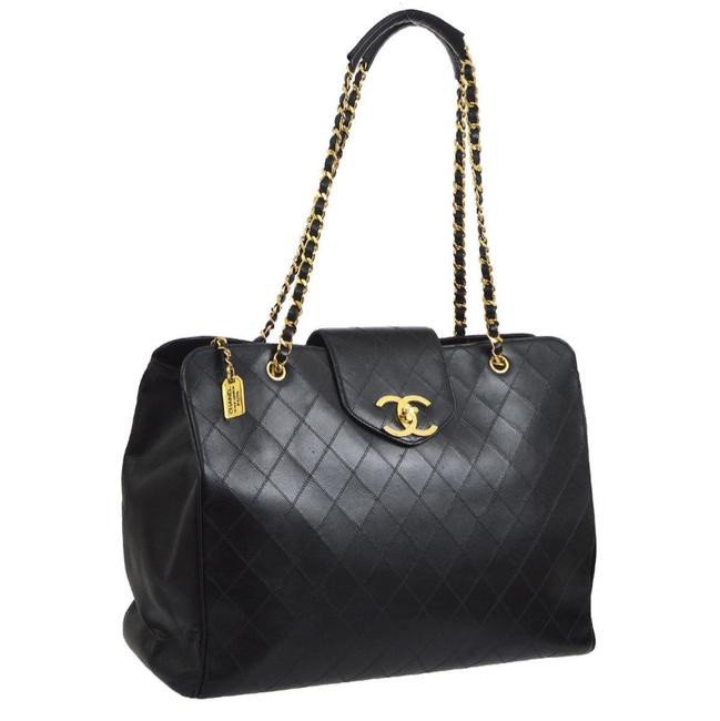 Chanel Supermodel Quilted Black Lambskin Leather WeekendTravel Bag