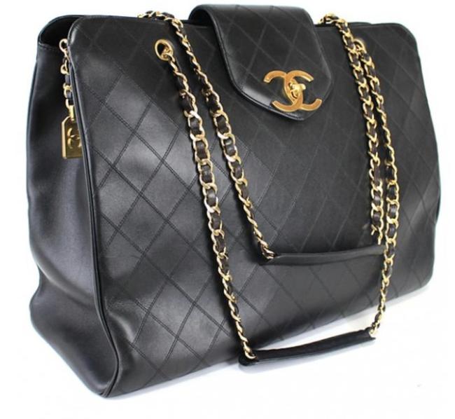 Chanel Supermodel XL Quilted Black Lamb Leather WeekendTravel Bag