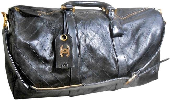 Chanel Supermodel ToteWeekender Black Leather WeekendTravel Bag