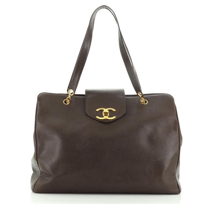 Chanel Supermodel Vintage Caviar Large Brown Leather WeekendTravel Bag