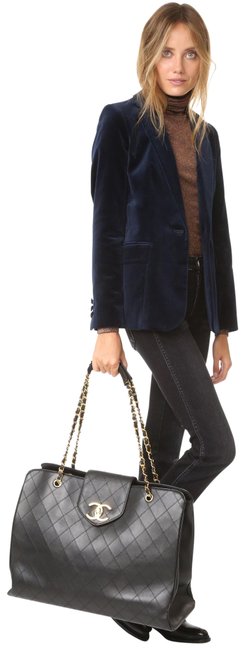 Chanel Supermodel XL Vtg Black Caviar Leather WeekendTravel Bag