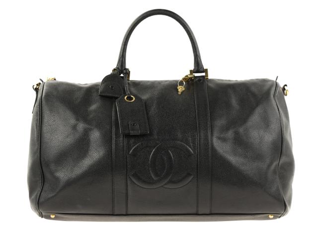 Chanel Timeless Black Caviar Leather WeekendTravel Bag