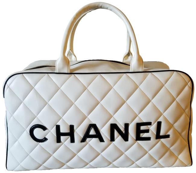 Chanel Timeless Tote White Calfskin Leather WeekendTravel Bag
