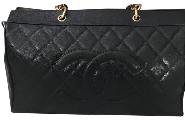 Chanel Tote Black Leather WeekendTravel Bag