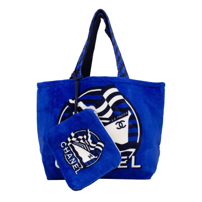 Chanel Tote Terry la Pausa Reversible Blue Cotton Beach Bag