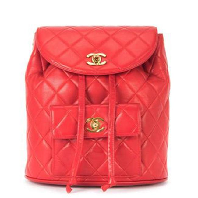 Chanel Ultra Rare Duma Vintage Red Lambskin Leather Backpack