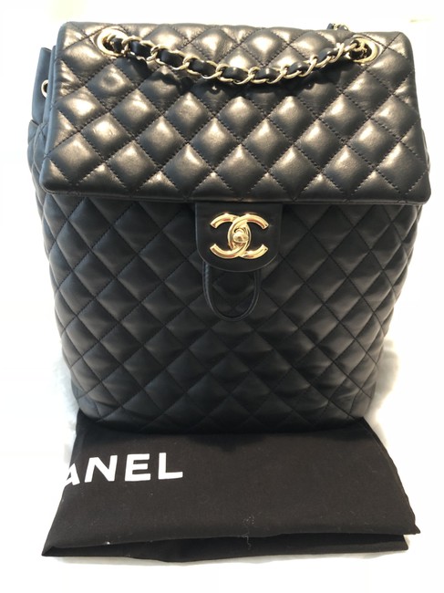 Chanel Urban Spirit Black Lambskin Leather Backpack