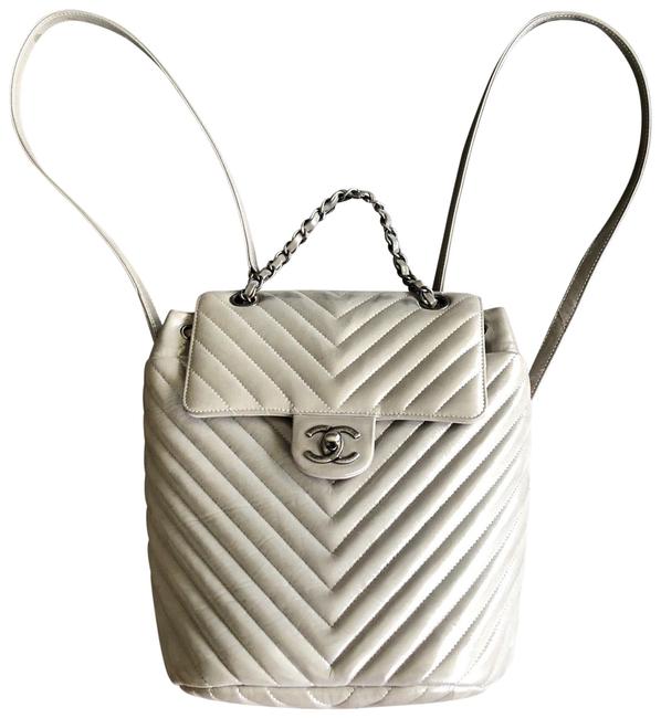 Chanel Urban Spirit Chevron Small Grey Leather Backpack
