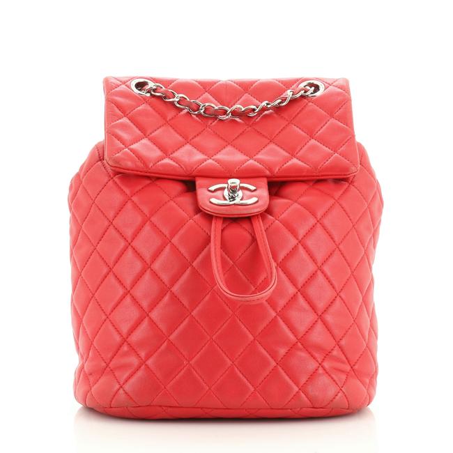 Chanel Urban Spirit Quilted Small Red Lambskin Leather Backpack