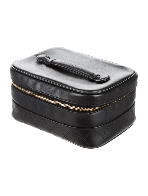 Chanel Vanity Case Quilted 220060 Black Leather WeekendTravel Bag