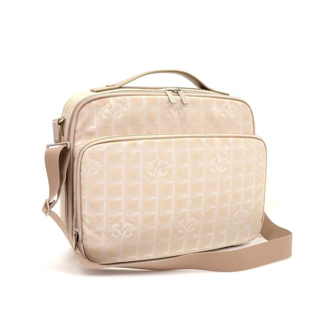 Chanel Very Rare New Line Briefcase Beige TextileLeather Messenger Bag